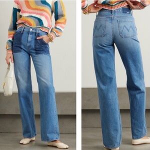 MOTHER SUPERIOR The Patch Maven Heel Love Triangle Denim Jeans Blue Size 26